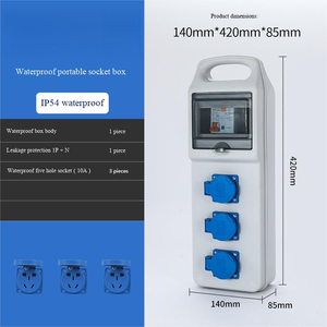 IP54 Waterproof Portable Socket <b>Box</b> with 1P+N RCD and 3x10A Sockets ABS Material for Outdoor Use,Portable socket <b>box</b> - Product Image 2