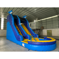 Toboggan gonflable pour enfants sur le thème de la mer avec piscine combinée