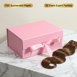 Caja <span class=keywords><strong>para</strong></span> Pelucas de Boutique |   Caja de Regalo Magnética Rosa de Lujo con Cinta <span class=keywords><strong>para</strong></span> Empaque de Extensiones de Cabello - Product Image 2