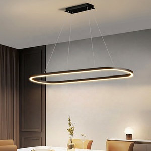 Modern LED Oval Ring Pendant Lamp Circle Ceiling Hanging Chandelier for Living <b>Dining</b> Room Home <b>Lighting</b> Fixture - Product Image 1