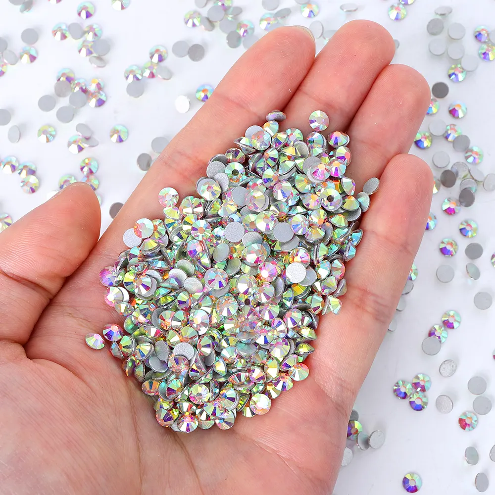 SS3-SS50 Bulk Rhinestones Wholesale Glass Rhinestones Flat Back Non Hotfix Glitter Diamond Stone For Garment Nail ArtT