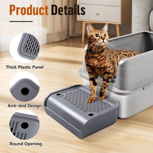 Caja de arena para gatos <span class=keywords><strong>Alfombrilla</strong></span> de rampa con función de filtro Fácil de limpiar Caja de arena para gatos Paso para caja de arena para gatos autolimpiable - Product Image 4