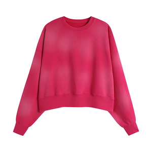 เสื้อสเวตเชิ้ตคอกลมแบบสเปรย์วอช ทรงหลวม ไหล่ตก แขนยาว แบบครอป สไตล์ลำลอง - Product Image 2