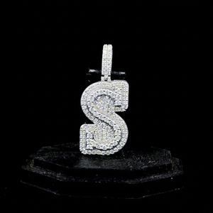 Colgante Personalizado con Letra S, Diamantes Moissanite VVS, Plata de Ley 925, Brillante, Estilo Hip Hop, Lujoso - Product Image 1