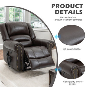 DOSER Transitional Home Power Lift Relaxsessel für Senioren, flach liegend, stufenlos verstellbar, mit Wärme- und Massagefunktion, Holz-Leder-Polsterung - Product Image 3