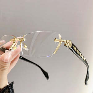 Frameless Reading Glasses Rectangle Silver Gold Floral <strong>Computer</strong> 2025 Blue Light <strong>Filter</strong> Farsighted +2.50 +1.50 Design Women Men - Product Image 5