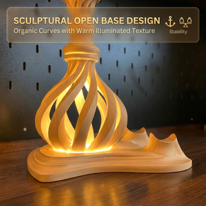Chicha spirale innovante imprimée en 3D avec éclairage LED d'ambiance de luxe, design moderne en bois, pour clubs et décoration intérieure - Product Image 4
