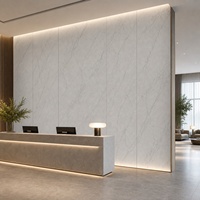 Panneau mural en marbre UV WYRAX 1220x2440mm 2.8mm Gris clair Carrara Haute brillance Imperméable Couloir d'appartement