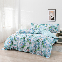 Parure de lit imprimée en 3D, taille King, housse de couette, taie d'oreiller en coton, motif botanique, microfibre