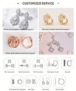 Orecchini a Clip Eleganti in Ottone con Perle e Zirconi a Forma di Fiore, Orecchini Pendenti a Spirale Placcati in Oro 18k, Regalo - Product Image 5