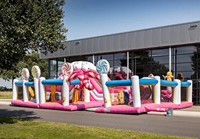 Ciudad de Diversión Inflable Comercial Gigante con Temática de Candyland, Castillo Inflable de PVC, Gran Parque Infantil para Alquiler en Fiestas Infantiles