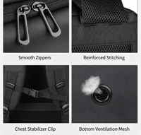 Sac à dos professionnel multifonctionnel extensible en tissu Oxford résistant à l'eau pour voyages d'affaires et ordinateur portable, design incurvé