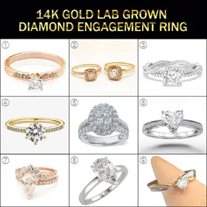 Изготовленный на заказ VVS IGI GIA Сертифицированный HPHT CVD лабораторный Выращенный бриллиант 10K 14K 18K Настоящее золото ювелирные изделия обручальное кольцо для женщин и мужчин