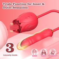 Rosen-Vibrator für Erwachsene, G-Punkt-Stoßdildo mit Zungenleck- und Stoßfunktion, Klitoris-Stimulator für Anal und Brustwarzen