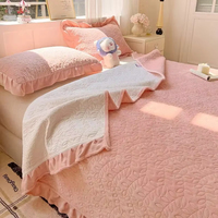 Drap de lit d'hiver matelassé en velours de lait couvre-lit double couvre-lit antidérapant couvre-matelas drap de lit Queen couvre-lit