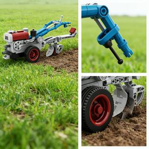 Tracteur rétro à main, blocs de construction pour enfants, modèle de véhicule agricole, <span class=keywords><strong>moissonneuse</strong></span>-<span class=keywords><strong>batteuse</strong></span>, plastique ABS, construction - Product Image 4