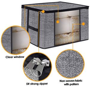 Sacs de rangement pliables transparents de grande taille en lin respirant pour couvertures et oreillers, certifiés BSCI, pour créer de l'espace supplémentaire - Product Image 2