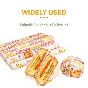 ZJPACK Grease Oil Proof Custom Design Greaseproof Disposable Colorful Sandwich Food Hamburger Wax Fast Food <b>Wrapping</b> <b>Paper</b> - Product Image 3