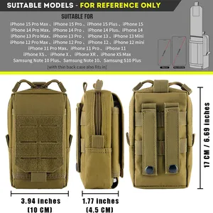 กระเป๋าคาดเอวอเนกประสงค์ Tactical MOLLE EDC สำหรับใส่โทรศัพท์มือถือ กระเป๋า EDC ขนาดกะทัดรัด อุปกรณ์จัดเก็บอุปกรณ์กลางแจ้ง กระเป๋าคาดเอวแบบ Vest Pack  ซองใส่สมาร์ทโฟน - Product Image 3
