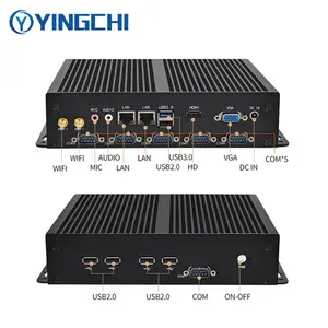 YINGCHI 2024 New Micro Industrial Computer J1900 Fanless with 6 COM 2 LAN Win10 Linux for gaming