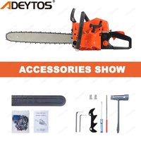Tronçonneuse à essence 52 cm³ 5200, 2 temps, refroidie par air, puissante, pour couper le bois, avec guide-chaîne de 20 pouces, outils de jardinage