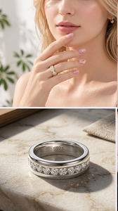 Yellow Gold Moissanite Eternity Band <b>Ring</b> Round Brilliant Cut Channel Setting Classic Unisex Wedding <b>Ring</b> - Product Image 6