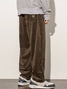 <span class=keywords><strong>กางเกง</strong></span>ผ้าลูกฟูกทรงหลวมสำหรับผู้ชาย<span class=keywords><strong>กางเกง</strong></span>ขากว้างแบบลำลองกางเกงเอวสูงลายทางโลโก้ OEM - Product Image 6