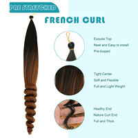 Extensions de cheveux à tresser pré-étirées en fibre haute température, 24 pouces, 150g, boucles spirales françaises douces, double trame, pour machine