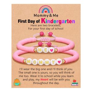 Conjuntos de pulseiras de amizade ajustáveis para presente de primeiro dia de jardim de infância pré-escolar, miçangas coloridas tecidas para mim, mamãe e pai e filho - Product Image 5