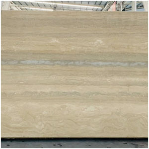 Dalles de <span class=keywords><strong>travertin</strong></span> gris argenté bleu océan italien de 18 mm, polies et comblées de trous, <span class=keywords><strong>pour</strong></span> projets de revêtements de sol et de murs de bâtiments commerciaux - Product Image 1