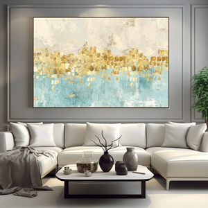 Arte Abstracto Amarillo Pintado a Mano, Cuadro Enmarcado, Lienzo Grande, Pintura al Óleo, Decoración de Interiores para el Hogar, Regalo para la Inauguración de una Casa y Sala de Estar - Product Image 1
