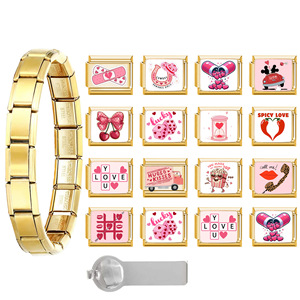 สร้อยข้อมือเสน่ห์วันวาเลนไทน์ สแตนเลสสตีล แบบโมดูลาร์ เครื่องประดับสำหรับผู้หญิง ดีไซน์การ์ตูน สำหรับสวมใส่ทุกวัน - Product Image 1