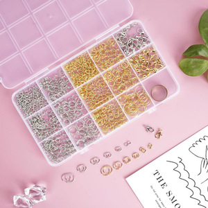 Kit de joyería DIY: Anillos abiertos de aleación, cierres de langosta para hacer pulseras, juego de accesorios redondos - Product Image 2