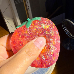 Strawberry Maltose <b>Squishy</b> Toy Slow Rising Stress Relief Fidget Toy Transparent Glitter Strawberry Squeeze Toy - Product Image 5