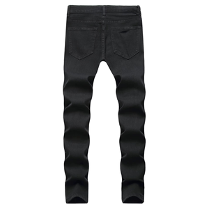 Jean en denim pour homme, coupe droite, taille mi-haute, délavé clair, respirant, tissé, élastique, style streetwear, tendance urbaine - Product Image 1