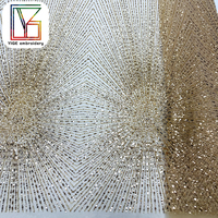 Tissu en dentelle africaine de haute qualité avec perles, tissu en dentelle perlée, tissu en dentelle française à sequins pour robes de soirée de luxe