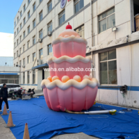 Décoration gonflable mignonne en forme de gâteau rose à étages, publicité promotionnelle gonflable pour célébrations et boutiques de desserts