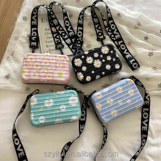 fashionable girls waterproof flower prints purses little shoulder case crossbody bags square flower handbag for women