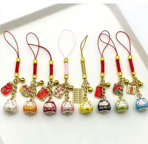 Llavero de Gato de la Suerte Japonés, Bonito Llavero de Cerámica con Diseño de Dibujos Animados Maneki Neko, Colgante para Teléfono, Amuleto de Feng Shui para la Suerte - Product Image 1