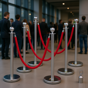 Vevor - Juego de 6 Postes de Cuerda Plateados de 36 Pulgadas, Barrera de Control de Multitudes de Acero Inoxidable para Gestión de Filas - Product Image 2