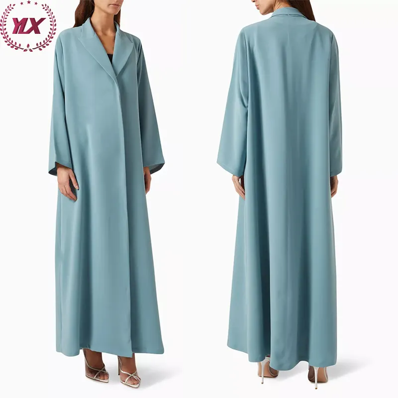 Colección de invierno Vestido de color sólido Mujer Abaya abierta Ropa musulmana Abaya de lujo