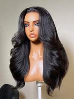 Perruque bandeau en cheveux brésiliens vierges Remy doublement étirés, avec dentelle HD, pleine densité, effet rebondissant, pour femmes noires