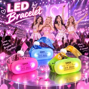 Bracelet <span class=keywords><strong>LED</strong></span> Longstargift personnalisé avec impression sur <span class=keywords><strong>ruban</strong></span>, éclairage RGB à télécommande, idéal pour les événements, festivals et fêtes - Product Image 1