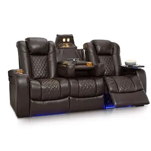 CY Hot Sale Modern Design Home Theater Seating Genuine Leather Power Recliner Cinema Sofa Chair Seats With Laptop Table