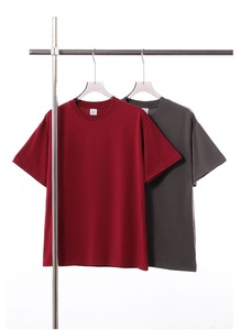 250g 100% katoen Amerikaans modemerk dubbelgaren zwaargewicht T-shirt met korte mouwen heren zomer <span class=keywords><strong>basic</strong></span> losse drop shoulder top - Product Image 2