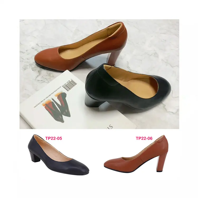 Elegant Suede Design Medium Block High Heel Pumps Court Shoe Round Toe Sandals Shoes Ladies Women Square Heel High (5cm-8cm)
