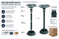 Estación de Baño para Pájaros Solar Tres en Uno con Comedero Pintado, Jardinera Inferior, Luz LED y Decoración de Jardín Exterior Resistente a la Intemperie