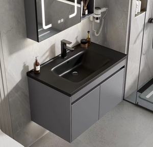 GJGC <span class=keywords><strong>Mobile</strong></span> da <span class=keywords><strong>Bagno</strong></span> di Qualità Alberghiera con Lavabo Integrato in Lastra di Ceramica e Lega di Alluminio Spaziale con Specchio - Product Image 5