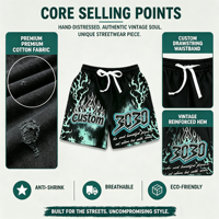 Shorts de sport graphiques pour hommes 100 % coton, séchage rapide, respirants, taille mi-élastique, coupe ample, décontractés, style hip-hop