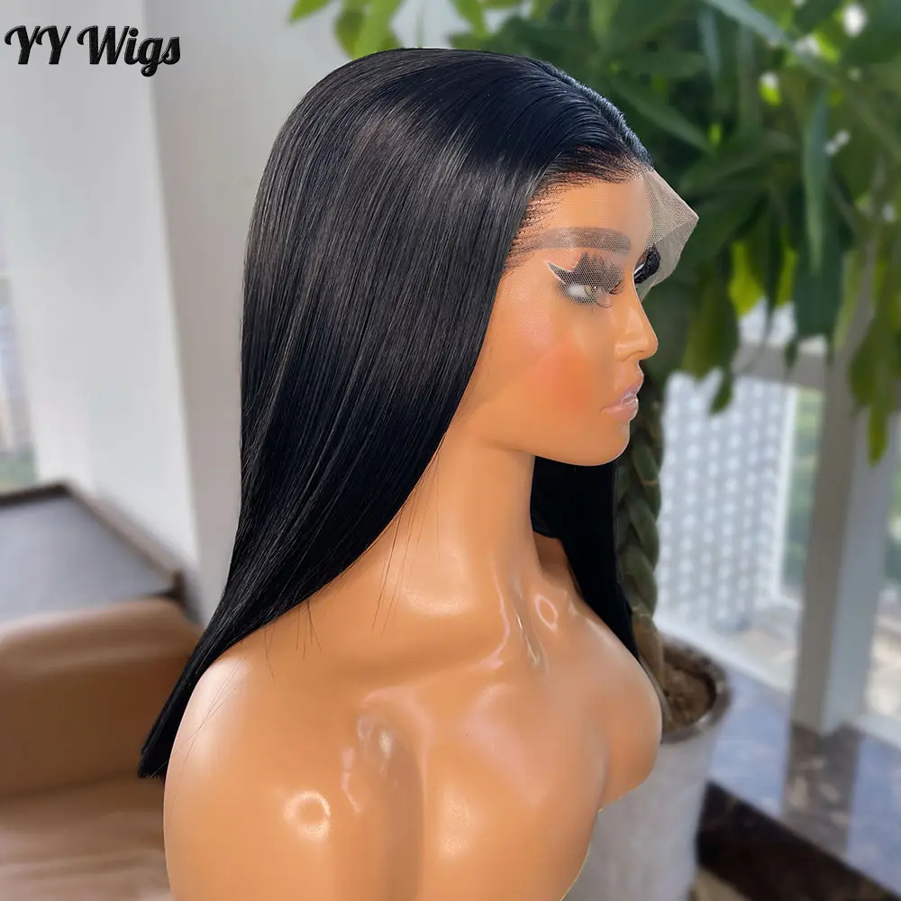 Kurze schwarze Bob Perücken für schwarze Frauen Futura Faser Haar 13x4 Zoll hitze beständige synthetische Spitze Front Perücken mit natürlichem Haaransatz